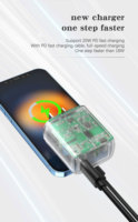 Chargeur rapide transparent US 20W PD Type C, adaptateur d'alimentation mobile à charge rapide pour iPhone, certifié ETL FCC RoHS, offre OEM ODM