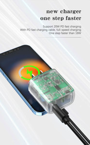 Cargador Rápido Transparente <span class=keywords><strong>de</strong></span> 20 W para EE. UU., Adaptador <span class=keywords><strong>de</strong></span> Corriente Móvil con Carga Rápida PD Tipo C para <span class=keywords><strong>iPhone</strong></span>, Certificado ETL FCC RoHS, Ofrece OEM ODM - Product Image 2