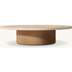 Mesa de Centro con Base de Roble de Veta Vertical y Tapa de Mármol R - Product Image 2