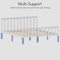 Inweto King Size Anspruchs volles modernes Design Massives Kiefernholz bett 5FT Kopfteil mit hohem Fußende für Schlafzimmer Weiß