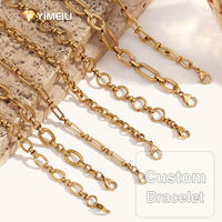 Bracelet épais en acier inoxydable YML avec chaîne à maillons ovales 17+5cm Or/Argent, personnalisable avec pendentif DIY