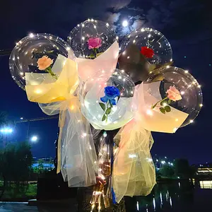 Globo redondo de PVC con forma de rosa, globo transparente para fiesta del Día de San Valentín