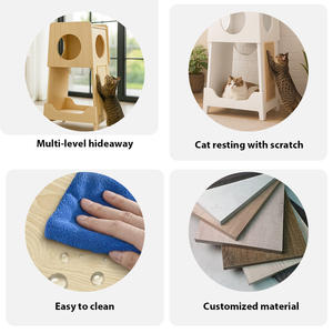 Torre <span class=keywords><strong>de</strong></span> Juego para Gatos <span class=keywords><strong>de</strong></span> <span class=keywords><strong>Madera</strong></span> con Agujeros Circulares, <span class=keywords><strong>Hamaca</strong></span> Transparente, Superficie para Rascar, Centro <span class=keywords><strong>de</strong></span> Actividades para Mascotas en Interiores - Product Image 5