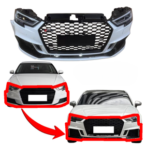 Installation sans dommages pour <span class=keywords><strong>Audi</strong></span> A3, S3, mise à niveau vers le kit de pare-chocs avant <span class=keywords><strong>RS3</strong></span>, pare-chocs avant, phares LED et calandre ; rigoureusement testé - Product Image 1