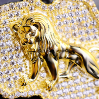 Joyería de Hip Hop Chapado en oro Iced Out Cubic Zircon Bestfriends 925 Plata África Imprimir Mapa León Cadena Colgante Collar