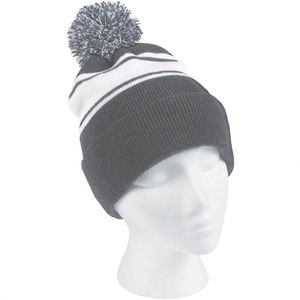 Custom Logo Striped Pom Pom Beanie Cuffed Winter Knit <b>Hat</b> Sports Headwear for Holiday Giveaways - Product Image 5