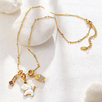 Collier DIY multi-breloques en acier inoxydable plaqué or 18 carats avec pendentifs ours, voilier, badminton, bijoux empilables