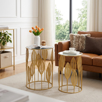 Ensemble de tables basses en métal, 2 pièces, or, luxe, écologique, fer, style américain, moderne, personnalisable, décoration intérieure, meubles, salon