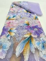 Tissu en dentelle perlée 3D à fleurs coréennes pour robes de soirée