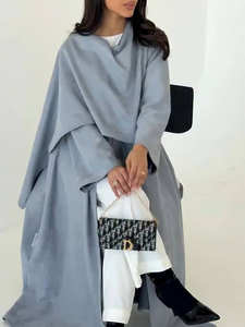 Abaya élégante en polyester Loriya, <span class=keywords><strong>grande</strong></span> écharpe, robe pour femmes musulmanes, vêtements islamiques, mode modeste, manches longues, automne, Dubaï - Product Image 5