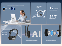 Nouveau casque sans fil flexible avec micro à réduction de bruit ENC pour bureau, entreprise, centre d'appels
