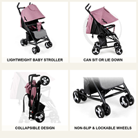 Poussette bébé légère, convertible (assis ou couché), pliable, roues antidérapantes verrouillables, harnais 5 points, repose-pieds réglable, capote.