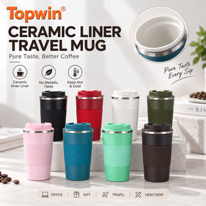 Tasse de bureau portable 510 ml avec revêtement en céramique, tasse à café isotherme réutilisable, gobelet de voyage avec couvercle, sans goût métallique - Product Image 1