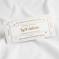 Voucher cadeau surprise en feuille d'or, invitation personnalisée style carte d'embarquement pour Noël, anniversaire, cadeaux d'anniversaire de mariage