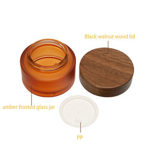 Envase de Vidrio Esmerilado Redondo de 30g 50g para Cosméticos, con Tapa de Bambú, para Crema Facial, Venta al por Mayor - Product Image 3