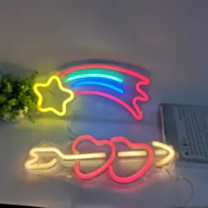 סימן חץ led אור Suppliers-LED חיצוני קיר אור ירי כוכב אהבת קופידון פתוח LED שלט ניאון אור לילה מתנת מסיבת חתונת בית תפאורה Adverting