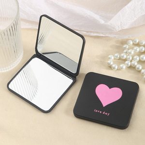 Folding <b>Mirror</b> Square Portable Mini Makeup <b>Mirror</b> With Heart <b>Star</b> Design Love Day High Clarity No Deformation - Product Image 3
