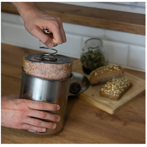 Prensa para Hamburguesas y Embutidos de Acero Inoxidable con Termómetro de Dial y Resorte de Compresión - Product Image 6