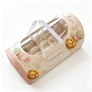 Bountiful Wholesome Premium Custom Embossed 3D Design Printed Art Paper Donut <b>Box</b> for Certified Oval Window Bakery Cake <b>Box</b> - Product Image 2
