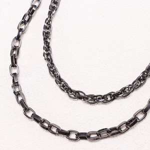 yueli Waist <b>Chain</b> Double Layer Metal Gunmetal <b>Cross</b> Pendant Hip Hop Punk Style For <b>Men</b> Women Daily Wear Zinc Alloy Accessory - Product Image 4