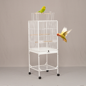 Jaula para pájaros de Metal duradera con bandeja desmontable y 2 puertas de alimentación Jaula para loros de hierro forjado con Playtop y Soporte rodante Jaulas para mascotas - Product Image 4