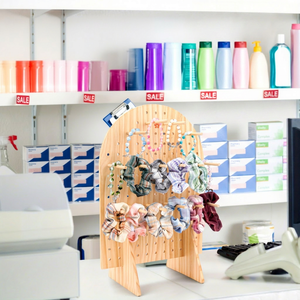Wooden Pegboard Display Rack Oval Shape 40x30cm For Jewelry And <b>Keys</b> Desktop <b>Organizer</b> Natural Wood Color - Product Image 1