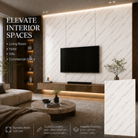 Panneau mural en PVC brillant MORLENX, imitation marbre blanc à veines linéaires, pour projet de bureau contemporain