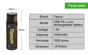 Groß 1500mWh 1,5 v usb aa lihtium-ionen-batterie akkus - Product Image 2
