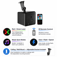 Lampu Pesta Mini Laser Merah Hijau IR Remote Sound Active Music Sync Ceiling Mount KTV Bar Rumah Pernikahan Klub DJ