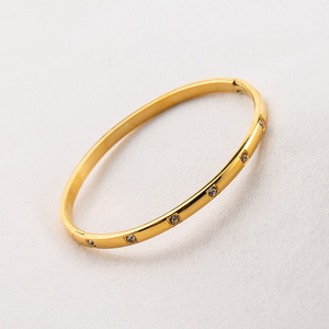 Diamond <b>Bracelet</b> Women's Gold Plated Synthetic Diamond Round Brilliant Cut Everyday Wear Thin Cuff <b>Bangle</b> Jewelry - Product Image 2