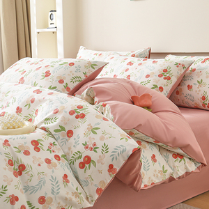 Ensemble de draps, taies d'oreiller et housses de <span class=keywords><strong>couette</strong></span> en coton floral frais, quatre pièces - Product Image 3