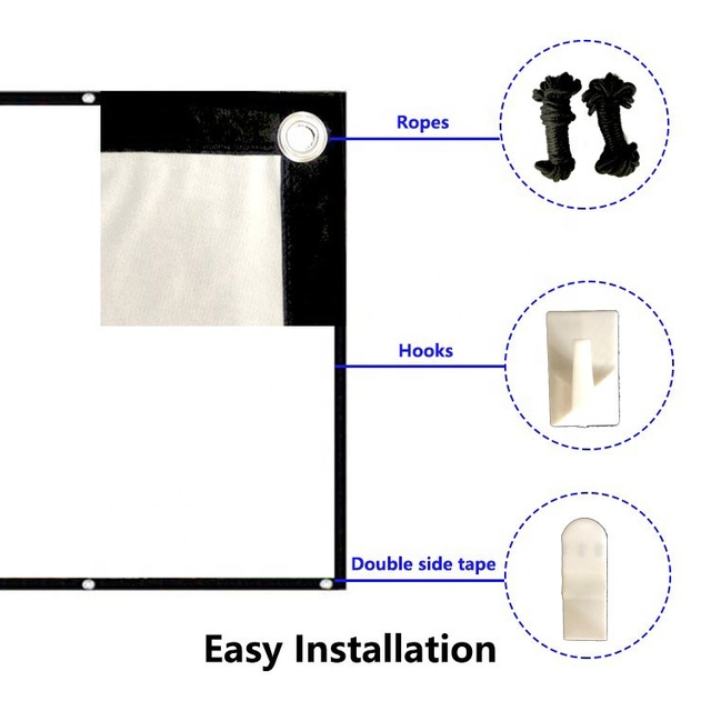 Mdbebbron Projection Screens 16:9 4KHD Foldable Milk White Soft  Anti-Crease  Projector Screen for Home Theater Outdoor Indoor