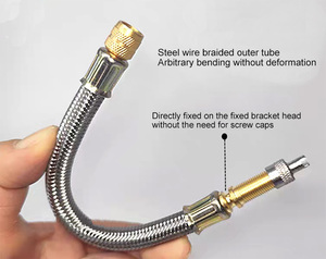 Tubo di Prolunga in Acciaio Inox Intrecciato <span class=keywords><strong>per</strong></span> Valvola Pneumatico Ruota di Equilibrio - Product Image 1