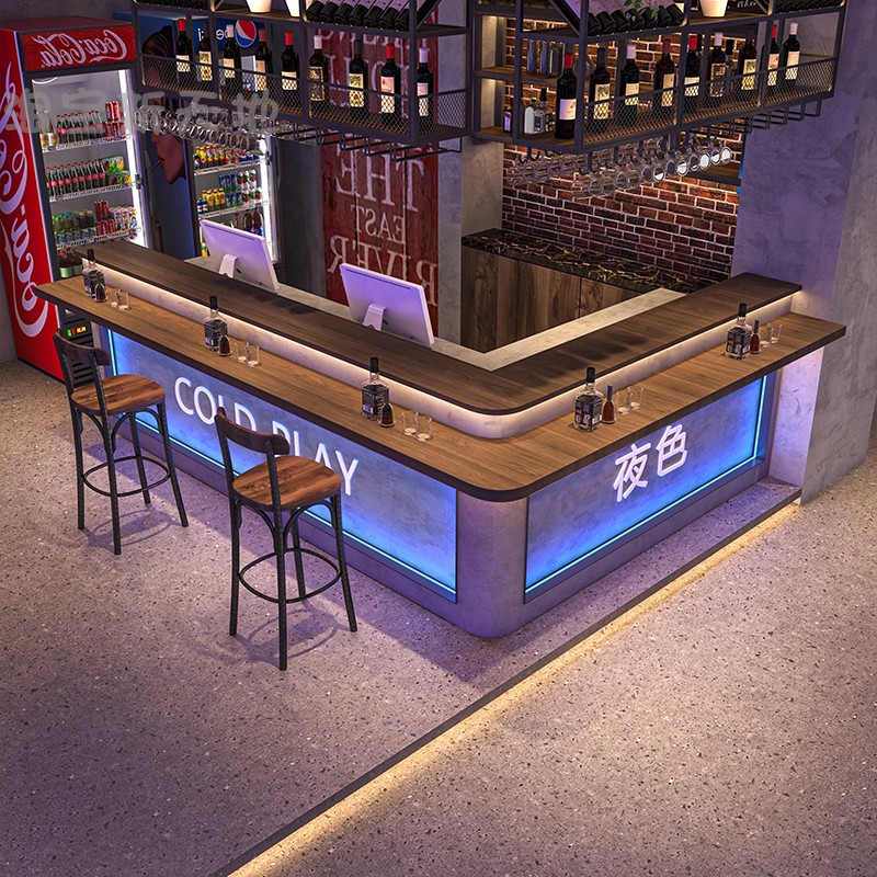 新デザインL型LEDバー受付デスクレトロレジバーカウンタージム受付