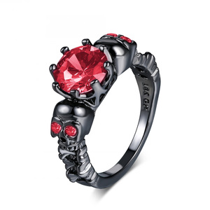 Trendy Retro Punk Schedel Gothic <span class=keywords><strong>Ring</strong></span> voor Vrouwen Mannen Halloween <span class=keywords><strong>Goth</strong></span> Zwart Goud Kleur Ringen Toetreding Groothandel Mode-sieraden R523 - Product Image 6