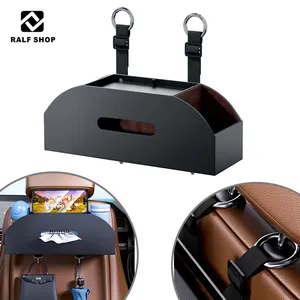 Wholesale Car Interior Gadgets Multifunctional Leather Tissue Storage Box Car Seat Back Storage Bag