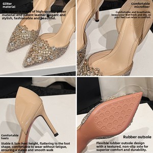 Sandalias de tacón de aguja con punta fina blancas Miss Found para boda de verano, de alta gama, novedad 2026, a la moda, transpirables, con pedrería. - Product Image 5