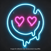 Enseigne néon LED Smiley Cœur-yeux, Lumière néon effet gouttelette Emoticon de dessin animé pour Chambre, Bar, Fête, Décoration murale et intérieure