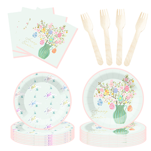 DAMAI New Customized Spring Flower Theme Disposable <b>Paper</b> Plate Napkin <b>Paper</b> <b>Tablecloth</b> with Floral Tableware Set for Birthday - Product Image 3