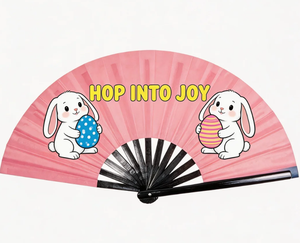 Abanicos Plegables de Mano de Alta Calidad con Logotipo Personalizado, Abanicos Promocionales al por Mayor para Pascua, Abanicos Plegables de Tela Sublimada - Product Image 1