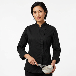Veste de cuisine 100% coton à manches longues respirante pour chef, idéale pour le personnel de restaurant et d'hôtel, fabricant OEM en gros - Product Image 1