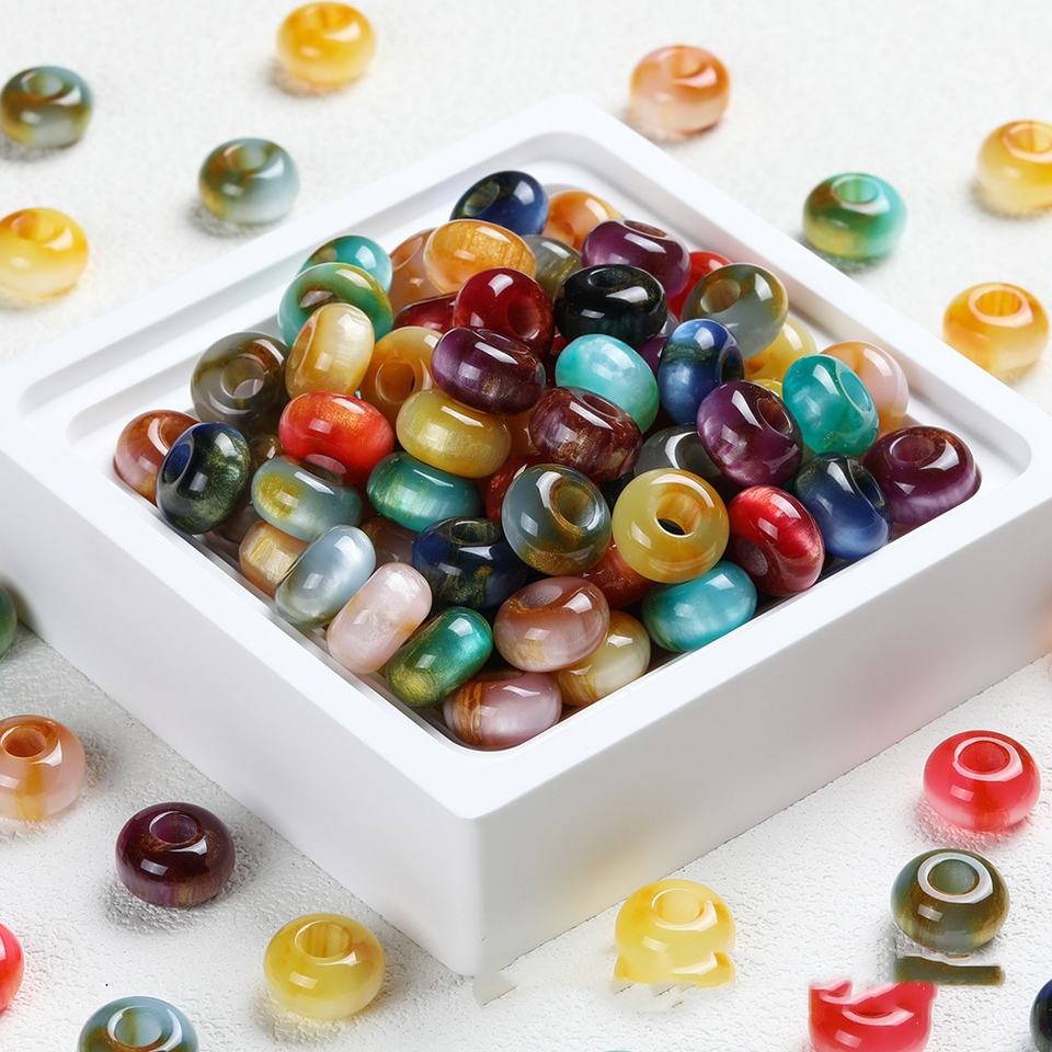 Slides Coloring Mixed Color Resin Large Hole Donut Beads Flat Loose Spacer Beads for ...