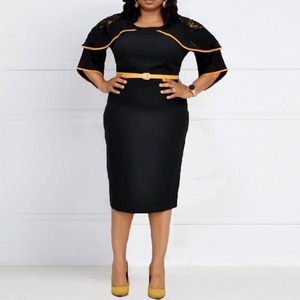 Summer Office Ladies Black Dress Vintage girocollo aderente donna africana abbigliamento da lavoro OL <span class=keywords><strong>vestiti</strong></span> <span class=keywords><strong>eleganti</strong></span> abiti <span class=keywords><strong>Midi</strong></span> a matita - Product Image 2