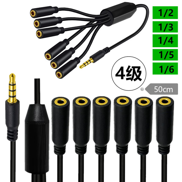 Lengtion 3.5mm TRRS Splitter Audio Cable-50cm Copper Core 1-6 Ways Male/Female Aux Headphone Splitter