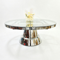 Mesa de Vidrio Extensible con Marco de Acero Inoxidable Moderno y de Lujo, Mesa para Bodas, Decoración para Banquetes de Novios