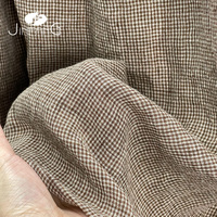 Tissu en lin lavé à motif pied-de-poule miniature, lin naturel tissé, fil teint, pour vêtements, chemises et robes – Vente directe usine
