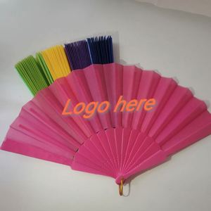 Éventails pliants personnalisés colorés de 23 cm – Idéaux pour l'été, en plastique, à tenir à la main - Product Image 4
