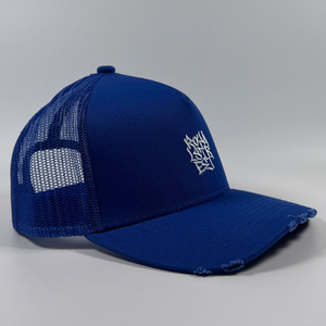 Haute qualité un cadre coton 5 panneaux structuré casquette de camionneur personnalisé brodé déchiré bord maille Baseball chapeaux hommes <span class=keywords><strong>bleu</strong></span> <span class=keywords><strong>Snapback</strong></span> - Product Image 3