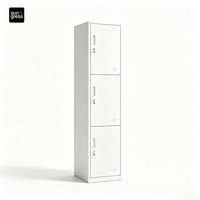 Casier métallique moderne étroit à 3 portes en acier, verrouillable, pour bureau, maison, atelier, appartement, hôtel, salon, rangement gain de place