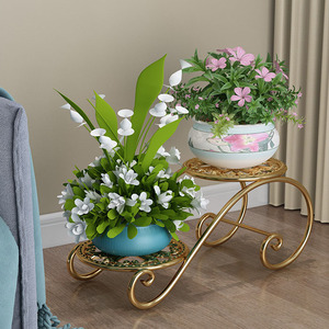 Support de plantes en fer forgé sur pied, style européen, pour balcon domestique, étagère à fleurs multifonctionnelle pour salon <span class=keywords><strong>intérieur</strong></span> - Product Image 1